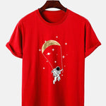 Astronaut Moon Print T-Shirt