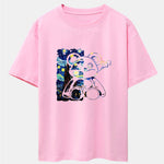 Starry Sky Bear Print Drop Shoulder Oversize T-Shirt