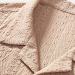 Geometric Jacquard Textured Cuban Shirt & Linen Cotton Blend Shorts