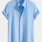 Muscle Fit Ribbed Stand Collar Shirt & Shorts