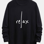 Long Sleeve Relax Print Cotton Arc Hem T-Shirt