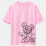 Slogan Cartoon Bear Print Drop Shoulder Oversize T-Shirt