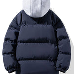 Contrast Detachable Hooded Puffer Coat