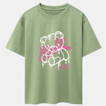 Dissolving Bear Print Drop Shoulder Oversize T-Shirt
