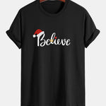 Regular Fit Christmas Believe Print Cotton T-Shirt