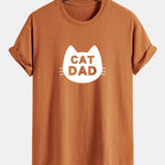 Regular Fit Cat Dad Print Cotton T-Shirt