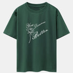Rose Slogan Print Drop Shoulder Oversize T-Shirt