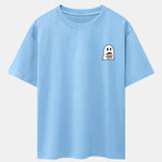 Ghost Drinking Coffee Print Drop Shoulder Oversize T-Shirt