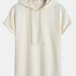 Striped Jacquard Hooded Arc Hem T-Shirt