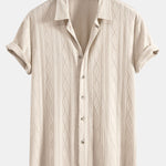 Knitted Geometric Rhombus Jacquard Button Up Shirt