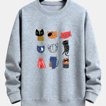 Cartoon Cat Print Relax Fit Sweatshirt