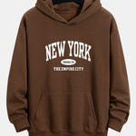 New York Slogan Print Relax Fit Hoodie