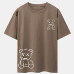 Bear line Print Drop Shoulder Oversize T-Shirt