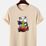 Panda Eating Ramen Print T-Shirt