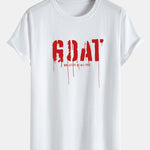Goat Slogan Print Cotton Arc Hem T-Shirt