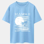 Hawaii Sun Palm Trees Print Drop Shoulder Oversize T-Shirt
