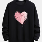 Doodle Heart Print Relax Fit Sweatshirt