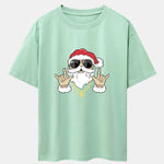Hip Hop Santa Print Heavy Weight Drop Shoulder Oversize T-Shirt