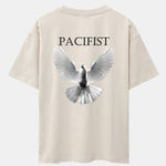 Pacifist Dove Back Print Drop Shoulder Oversize T-Shirt