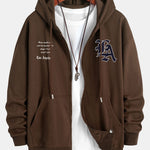 Los Angeles Slogan Print Relax Fit Zip Hoodie