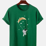 Astronaut Moon Print T-Shirt