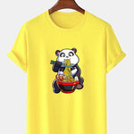 Panda Eating Ramen Print T-Shirt