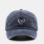 Heart Embroidery Washed Distressed Baseball Cap