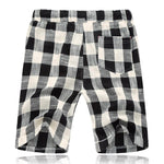 Men's Casual Cotton Linen Stripe Elastic Waist Straight Shorts