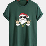 Regular Fit Hip Hop Santa Print Cotton T-Shirt