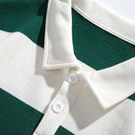 Relax Fit Waffle Wide Striped Polo Sweatshirt