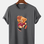 Bear Playing Basketball Print T-Shirt