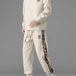 Relax Fit Long Sleeved Waffle T-Shirt & Bear Embroidery Waffle Jogging Pants