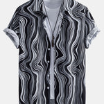 Marble Texture Print Button Up Shirt & Swim Shorts