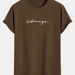 Chicago Print Cotton Arc Hem T-Shirt