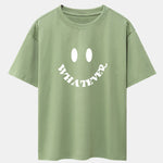 Smiley Face Slogan Print Drop Shoulder Oversize T-Shirt