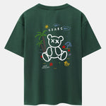 Bear On Vacation Print Drop Shoulder Oversize T-Shirt