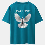 Pacifist Dove Back Print Drop Shoulder Oversize T-Shirt