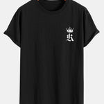 Royal Crown Print Cotton Arc Hem T-Shirt