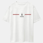 Paris Stripes Print Drop Shoulder Oversize T-Shirt
