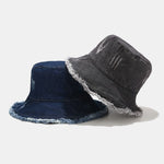 Vintage Distressed Denim Frayed Bucket Hat