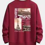 Paris Cityscape Print Relax Fit Sweatshirt