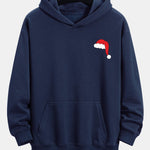 Santa Hat Staring Print Relax Fit Hoodie
