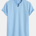 Muscle Fit Notch Ribbed Arc Hem T-Shirt