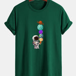 Regular Fit Planet Astronaut Print Cotton T-Shirt