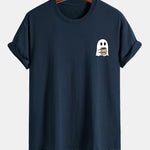 Regular Fit Ghost Drinking Coffee Print Cotton T-Shirt