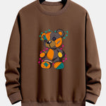 Tattered Bear Print Relax Fit Sweatshirt