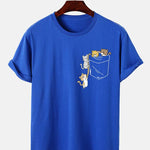 Cute Pocket Cat Print T-Shirt