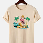 Flamingo On Vacation Print T-Shirt