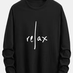 Long Sleeve Relax Slogan Print Cotton T-Shirt