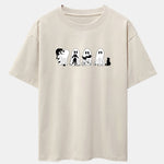 Black Cat Ghost Print Drop Shoulder Oversize T-Shirt